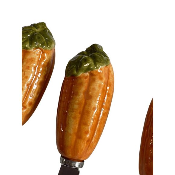 Pumpkin Harry and David Porcelain Jam Cheese Butter Spreaders Set of 4 NIB - Picture 4 of 5